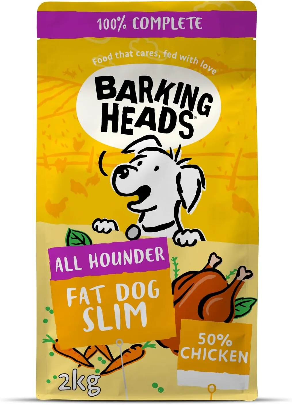 Complete Dry Dog Food 2kg - Adult All Hounder Fat Dog Slim Chicken - Natural Low Fat Weight Management for Overweight Dogs - Vet Approved