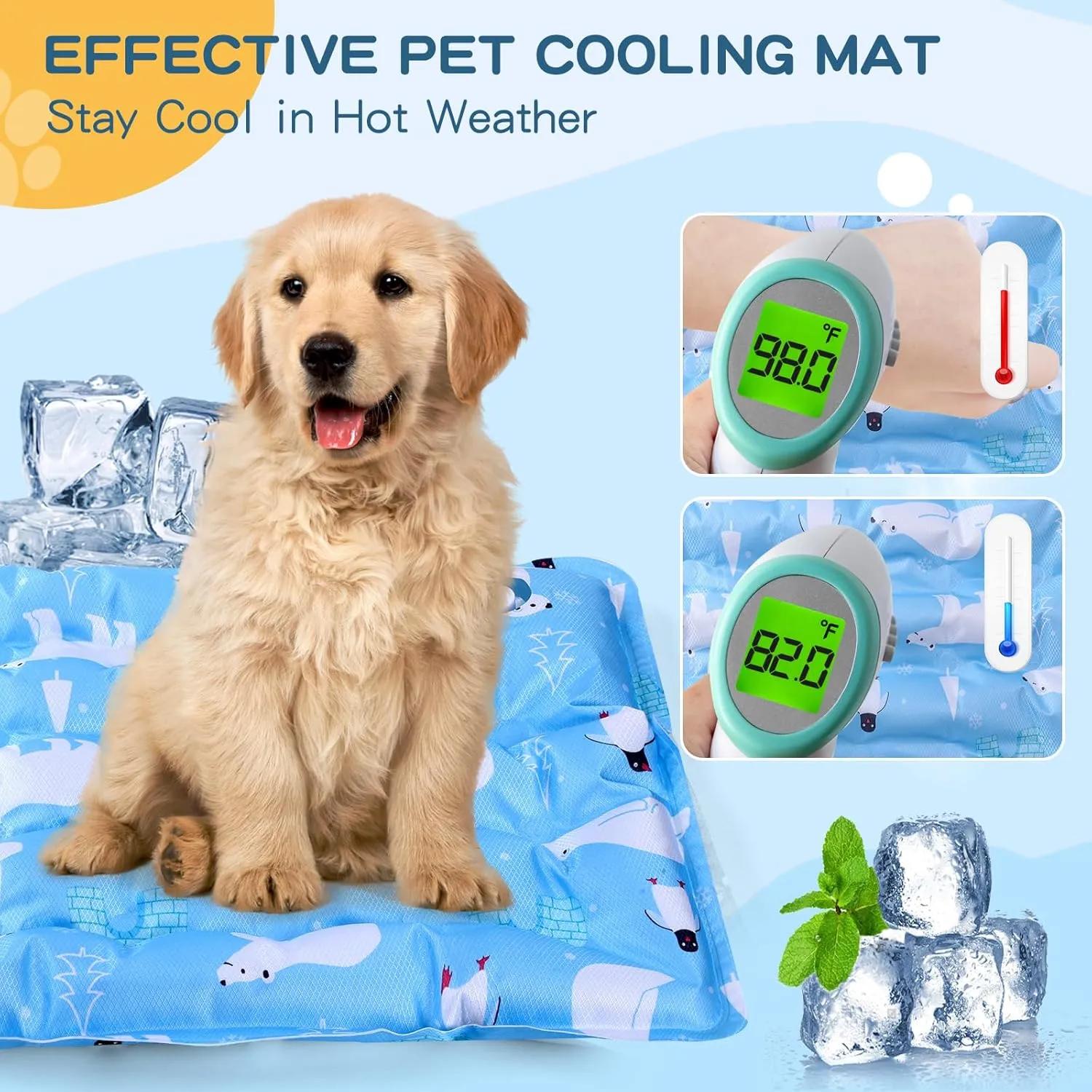 Cooling Mat for Dogs and Cats 23.6 X 35.4 Inch Pet Cooling Bed for Dogs Cats, Water Injection Cooling Pad for Summer, Easy Washable Cooling Mat, Pet Cooling Pad Keep Your Pet Cool Indoor & Outdoor