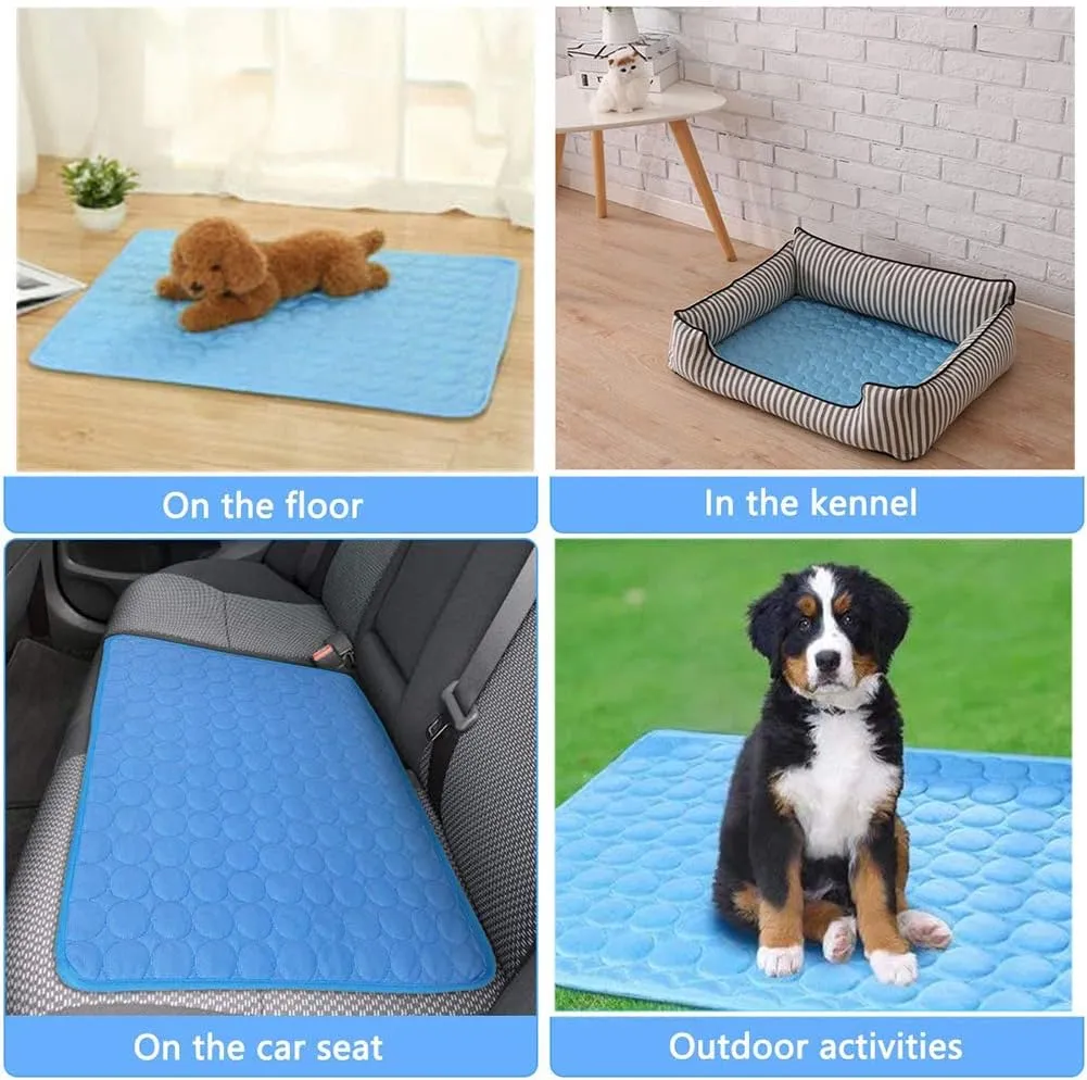 Cooling Mat for Dogs Summer Dog Pad for Small Medium Large Dogs Cats, Pet Ice Silk Blankets Sleeping Mat, Outdoor Dog Self Cooling Crate Sleep Mats Washable Portable