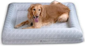 Cooling Orthopedic Dog Bed for Large Dogs  Ice Silk Surface for Comfort, Durable Memory Foam, Washable Waterproof Cover, Non-Slip Base  Large, Light Gray