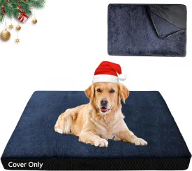 COSHNIBI Dog Bed Covers Replacement Washable,Waterproof Bed Covers Soft Plush Replacement with Zipper & Removable for Dog/Cat 44''Lx32''Wx4''H-Navy Blue
