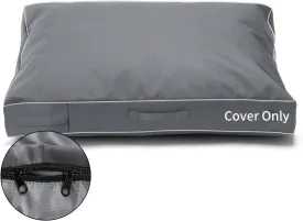 COSHNIBI Dog Bed Covers Replacement Washable,Waterproof Dog Bed Cover with Zip and Carry Handle for Dog/Cat 44''Lx32''Wx4''H-Grey
