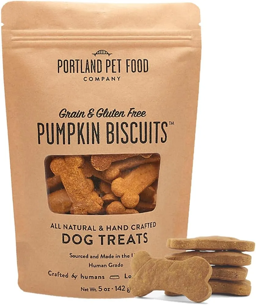 CRAFTED BY HUMANS LOVED BY DOGS Portland Pet Food Company Pumpkin Healthy Dog Treats - Grain-Free, Human-Grade, All Natural Dog Training Treats & Biscuits Made in The USA Only 1-Pack (5 oz)