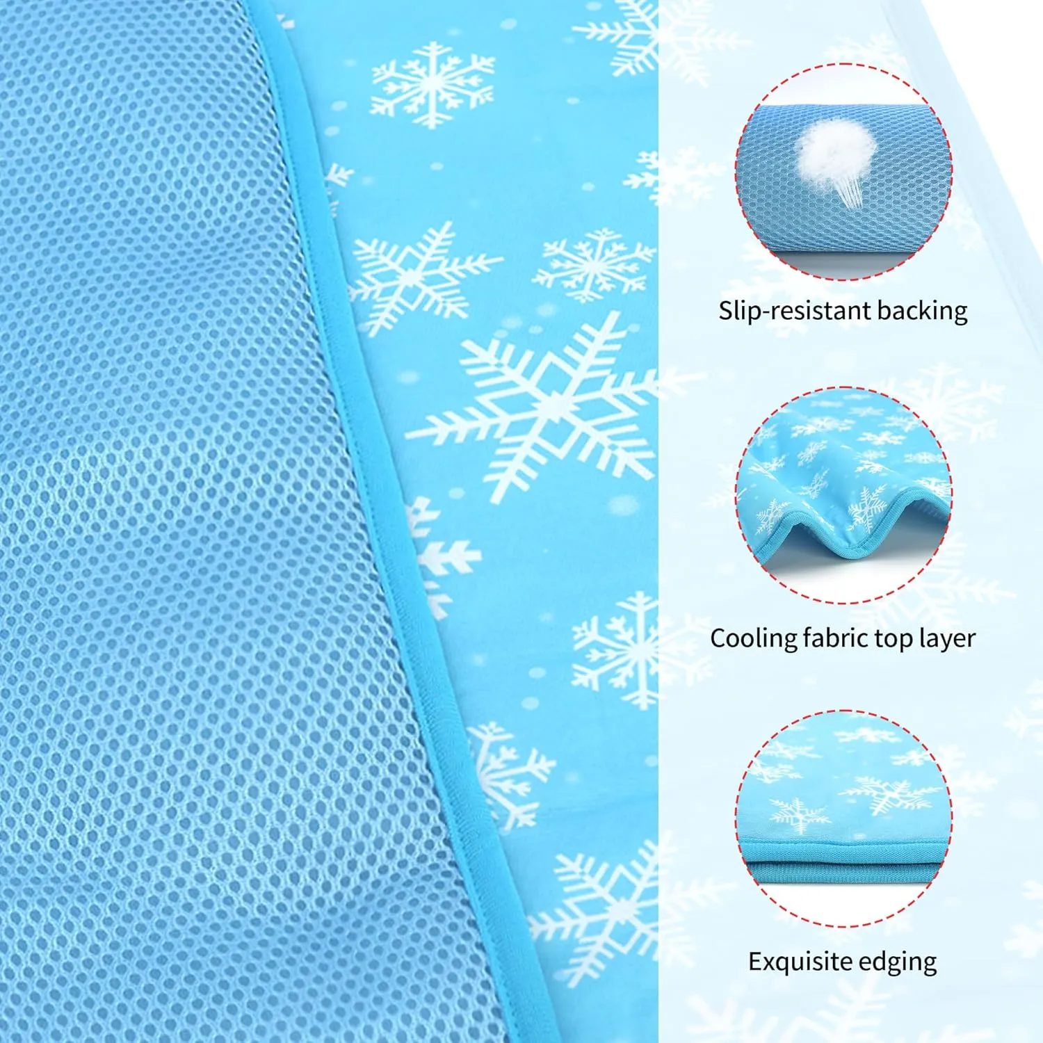 DELIFUR Cat Cooling Mat- Pet Cooling Mat Outdoor for Dogs Self Cooling Pad for Kitten Cat Puppy Machine Washable (Small, Blue Snowflake)