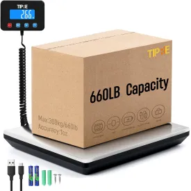 Digital Shipping Postal Scale 660lb/1oz Accuracy! Heavy Duty Postage Scale Extra-Large Capacity Stainless Industrial Scale for Small Business, Warehouse, Home, Battery&Charging Cable Included