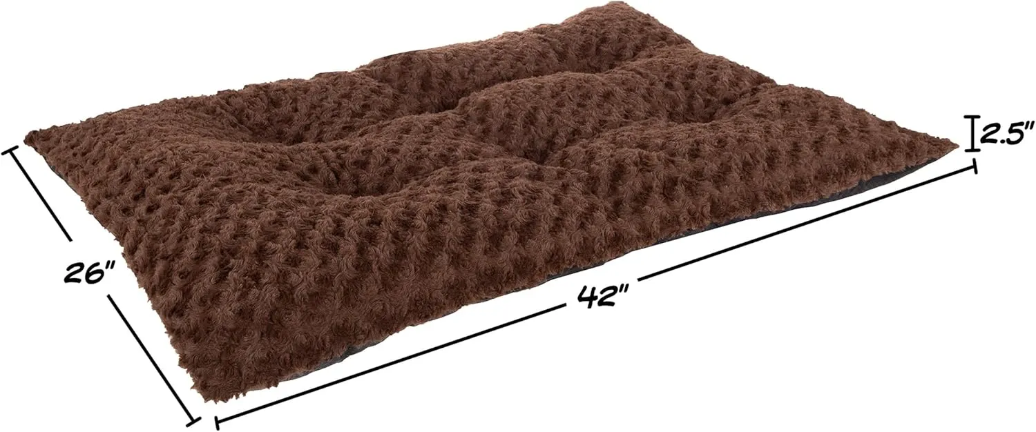 Dog Bed  42x26 Large Pet Pillow and Crate Pad with Faux Fur Sleep Surface and Non-Slip Bottom  Machine Washable Dog Bed by PETMAKER (Brown)