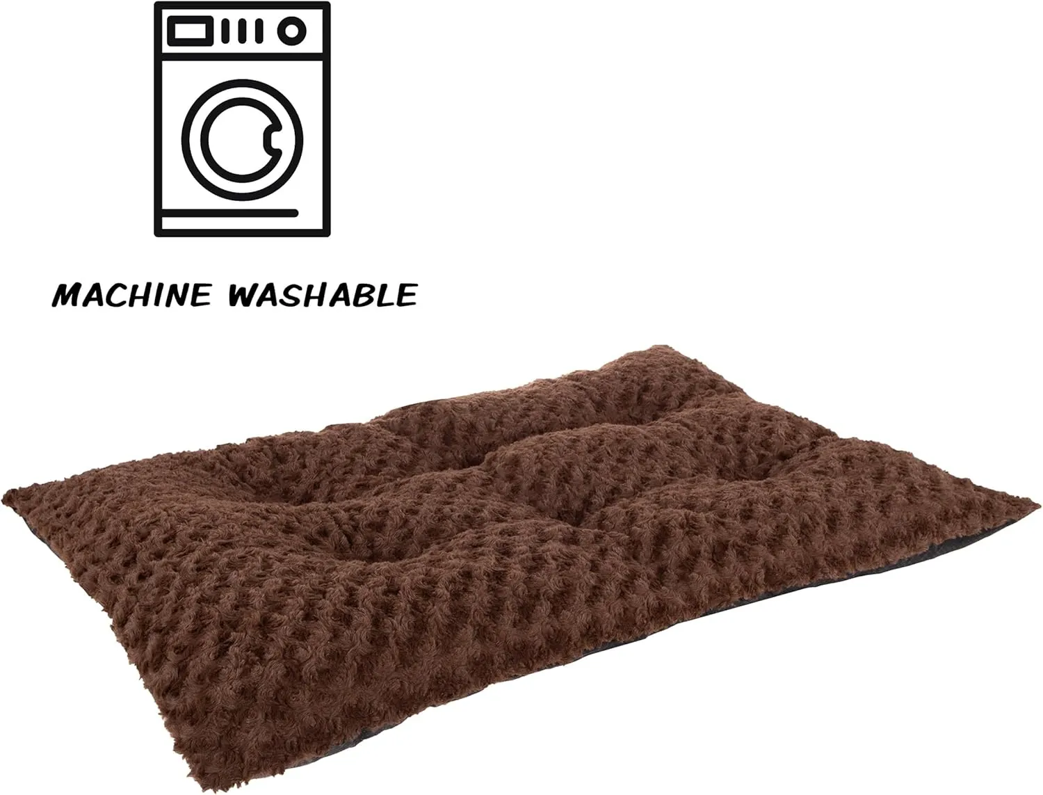 Dog Bed  42x26 Large Pet Pillow and Crate Pad with Faux Fur Sleep Surface and Non-Slip Bottom  Machine Washable Dog Bed by PETMAKER (Brown)