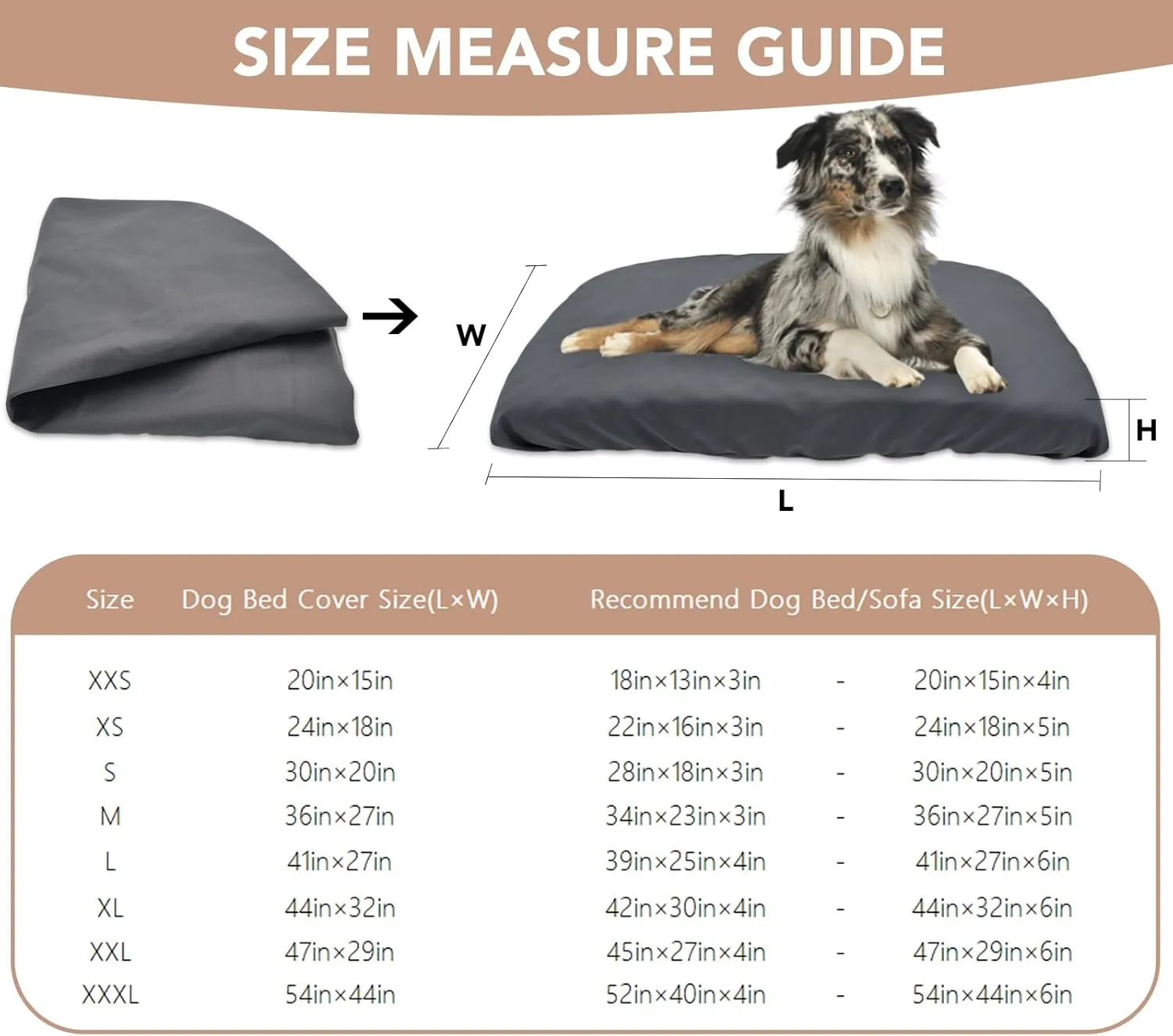 Dog Bed Cover Waterproof Replacement Machine Washable Covers for Dog Bed Heavy Duty Scratch Resistant Mattress Protector Pet Bed 41x27 Inch Cover Only