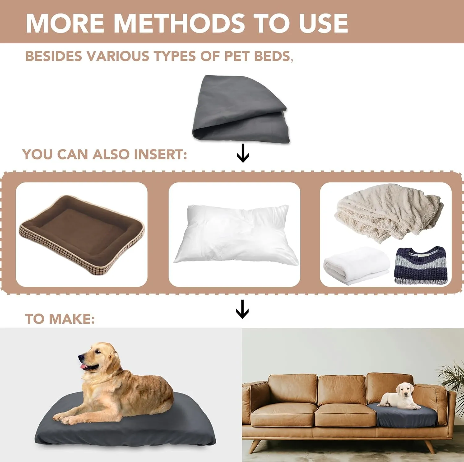 Dog Bed Cover Waterproof Replacement Machine Washable Covers for Dog Bed Heavy Duty Scratch Resistant Mattress Protector Pet Bed 41x27 Inch Cover Only