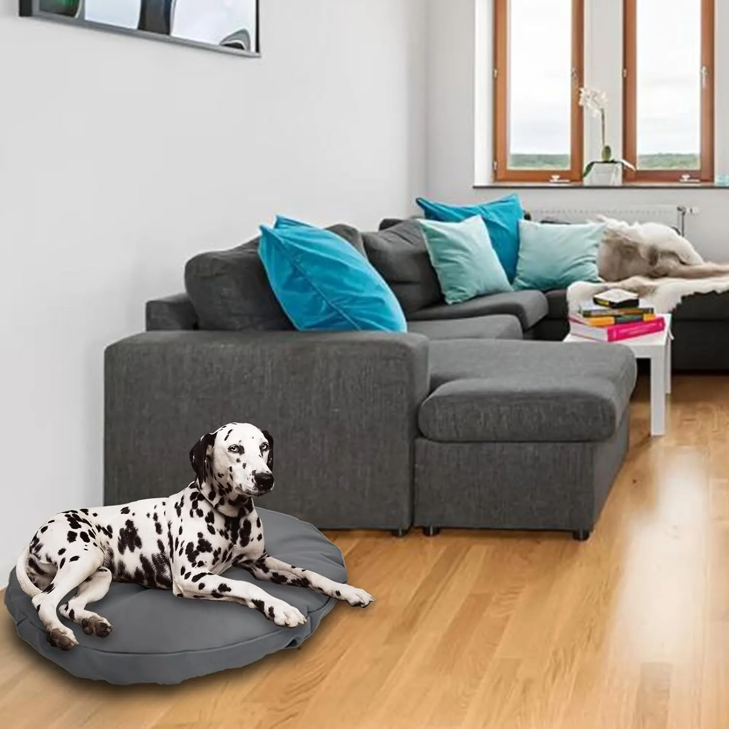 Dog Bed Cover Waterproof Replacement Machine Washable Covers for Dog Bed Heavy Duty Scratch Resistant Mattress Protector Pet Bed Round 36x36 Inch Grey Cover Only
