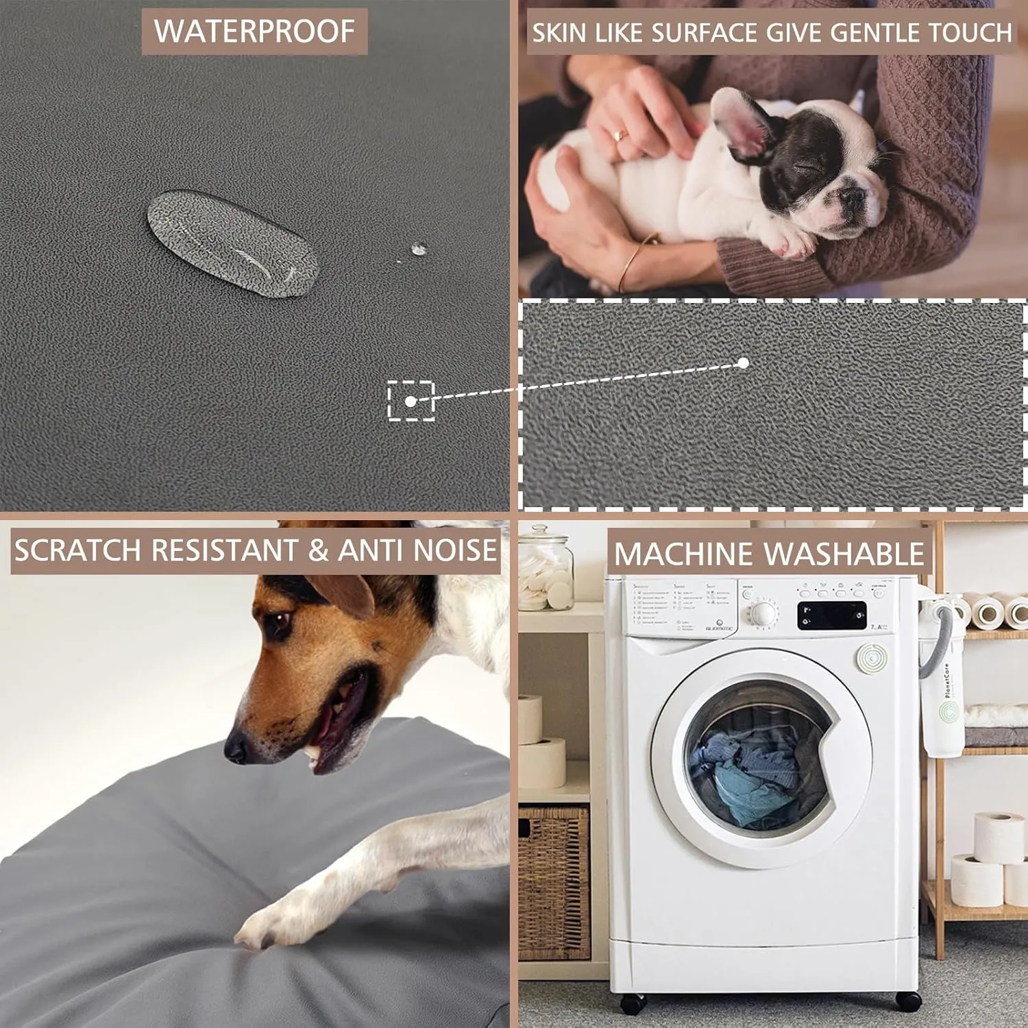 Dog Bed Cover Waterproof Replacement Machine Washable Covers for Dog Bed Heavy Duty Scratch Resistant Mattress Protector Pet Bed Round 36x36 Inch Grey Cover Only