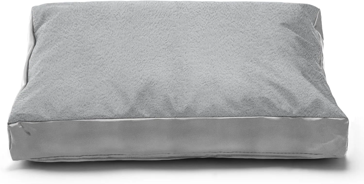 Dog Bed Cover,Heavy Duty Durable Waterproof Fluffy Soft Short Plush Replacement Dog Bed Covers,47" L x 29" W x 4" H Inch Washable Removable Pet Bed Mattress Cover with Zipper.Grey,Cover Only.