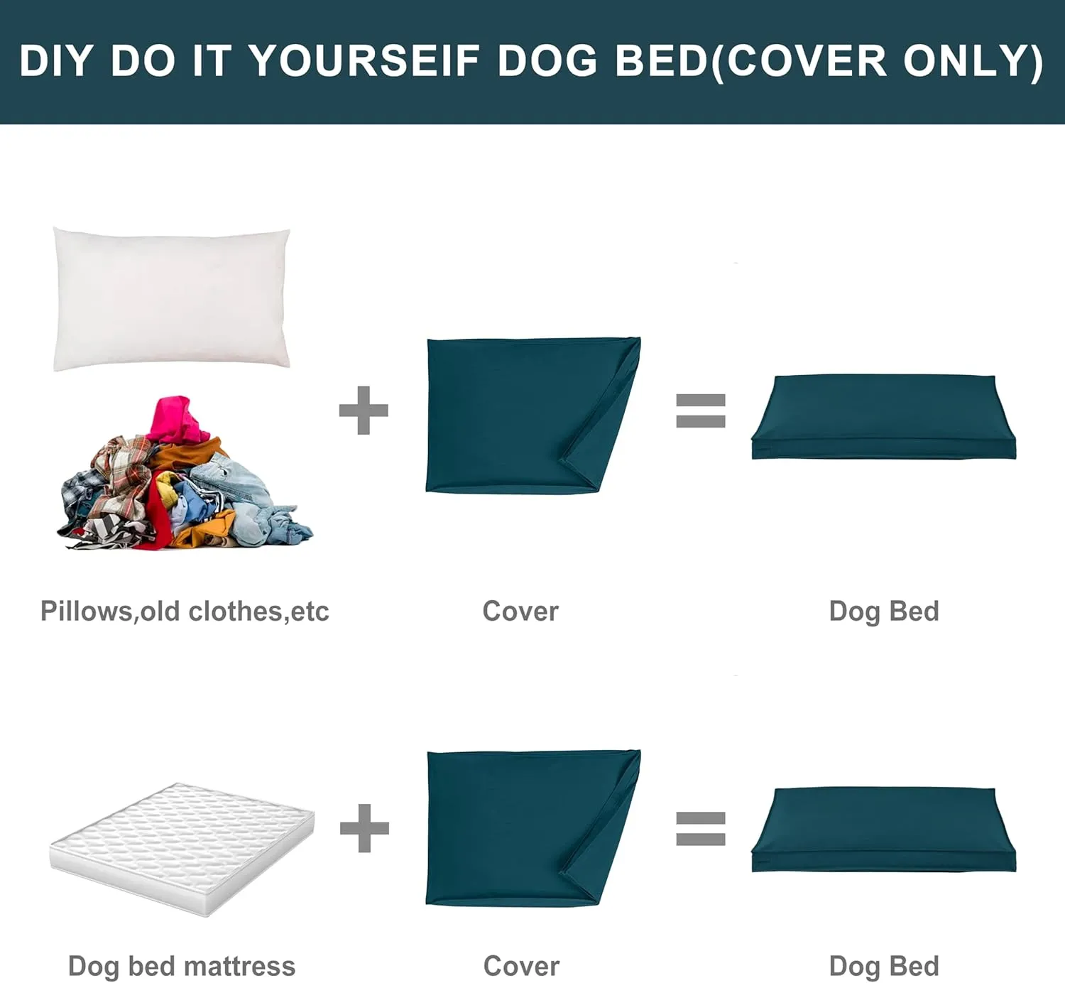 Dog Bed Covers Replacement Washable, Waterproof Dog Bed Cover with Zipper, 30Lx20Wx3H inch Durable Oxford Pet Bed Cover for Outdoor/Indoor Use, Cover Only, Cyan