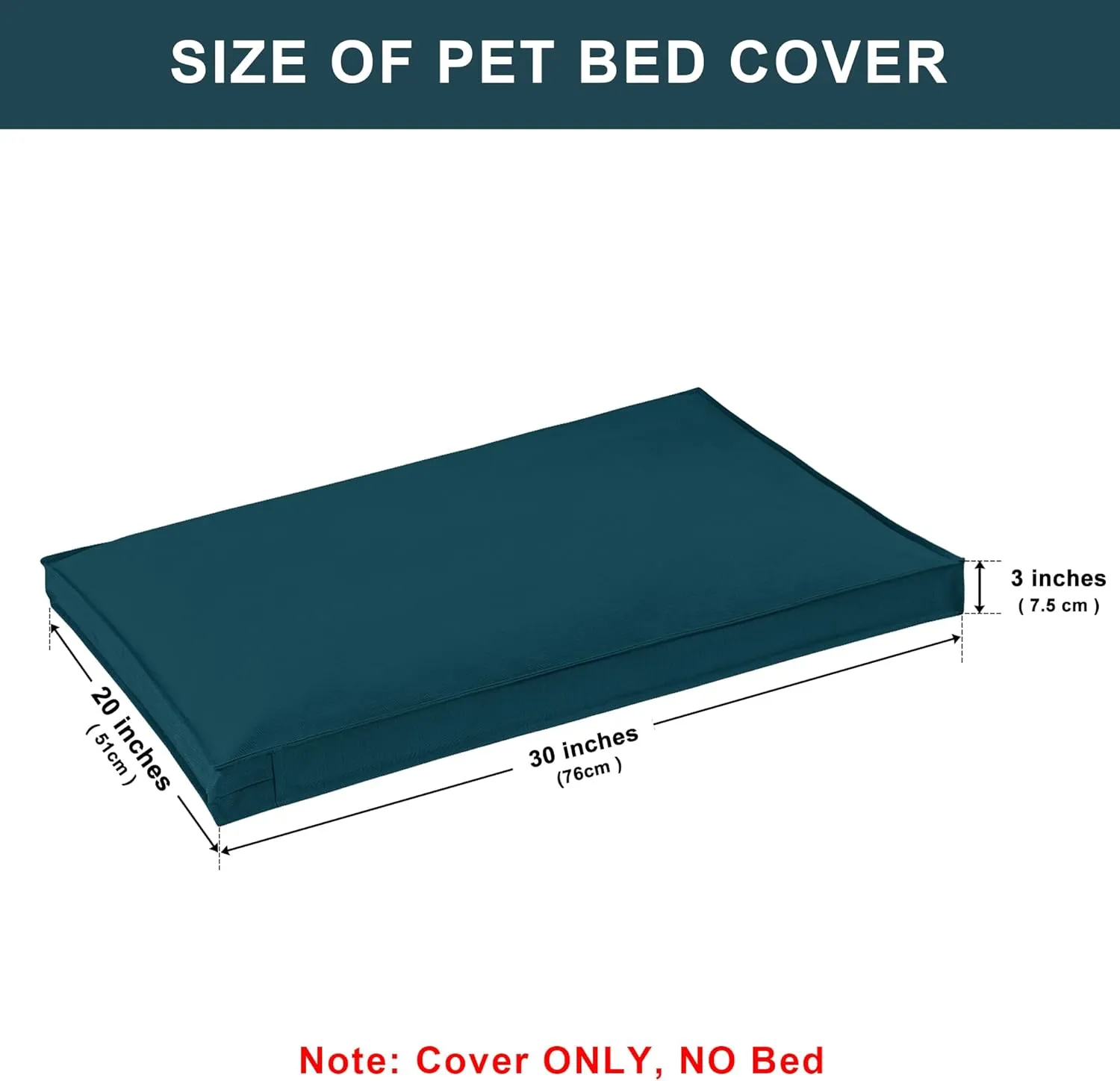 Dog Bed Covers Replacement Washable, Waterproof Dog Bed Cover with Zipper, 30Lx20Wx3H inch Durable Oxford Pet Bed Cover for Outdoor/Indoor Use, Cover Only, Cyan