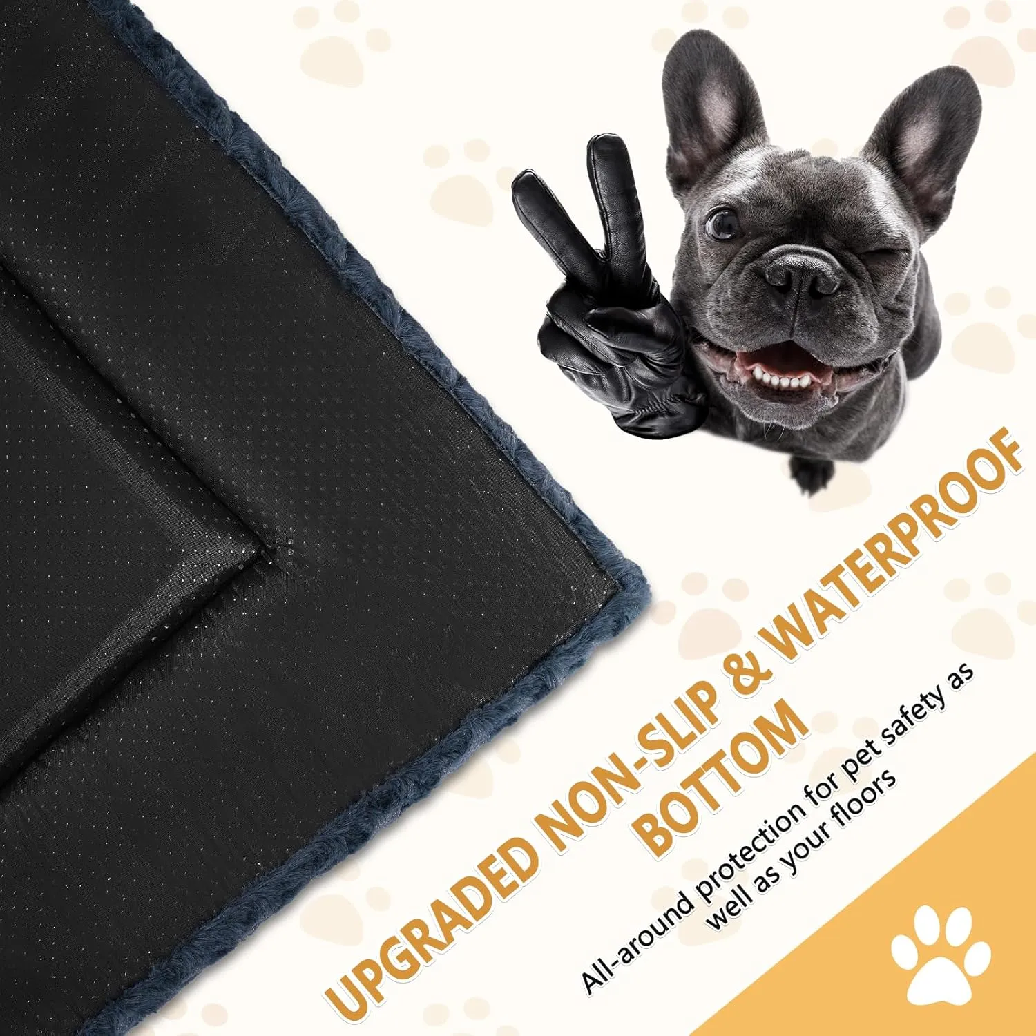 Dog Bed Mat Washable Reversible Dog Crate Pad Soft Fluffy Pet Kennel Beds with Anti-Slip Bottom Dog Cat Sleeping Mattress for Small Medium Dogs, 29x18x1.5 Inch, Gray
