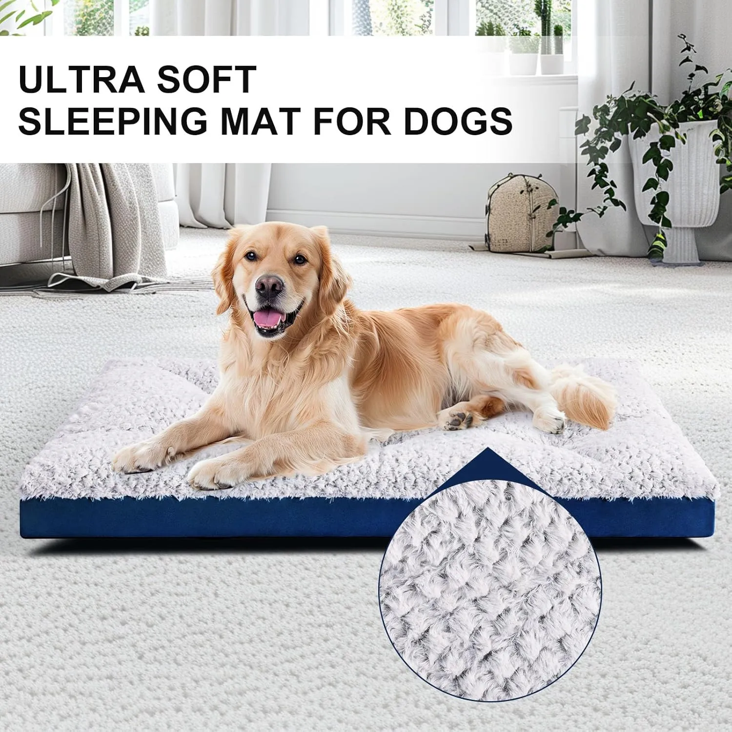 Dog Beds Large Sized, 36 Inch Comfort Dog Crate Bed pad Washable, Anti-Slip & Ultra Soft Pet Sleeping Mat for Large Dogs,Up to 70 lbs, 36" x 23",Light Blue