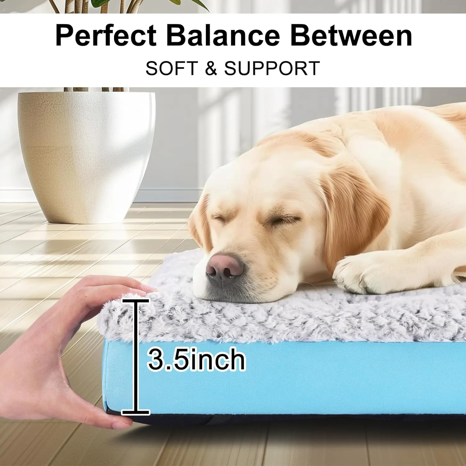 Dog Beds Large Sized, 36 Inch Comfort Dog Crate Bed pad Washable, Anti-Slip & Ultra Soft Pet Sleeping Mat for Large Dogs,Up to 70 lbs, 36" x 23",Light Blue