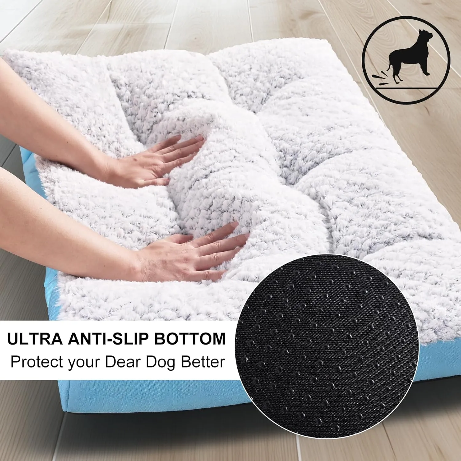 Dog Beds Large Sized, 36 Inch Comfort Dog Crate Bed pad Washable, Anti-Slip & Ultra Soft Pet Sleeping Mat for Large Dogs,Up to 70 lbs, 36" x 23",Light Blue