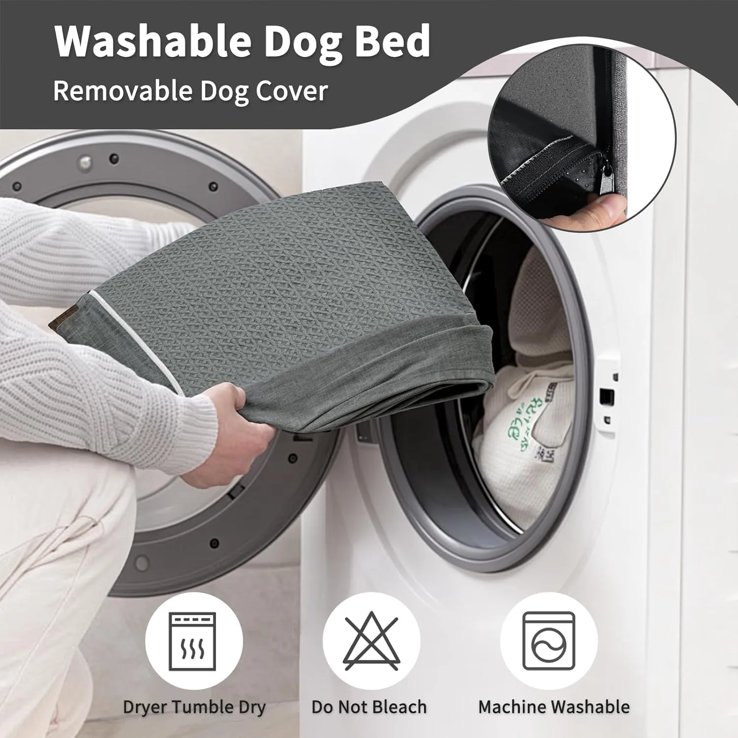 Dog Beds Large Sized Dogs,XL Orthopedic Washable & Waterproof Dog Crate Bed, W/Removable Cover Big Plush Pet Beds Mat, Egg Crate Foam Bed