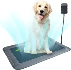 Dog Cooling Mat, 3-Level Adjustable Pet Cooling Pad, Non-Slip & Chew-Resistant, No Water/Refrigeration Needed, 90-Min Auto Shutoff, 24" x 18"