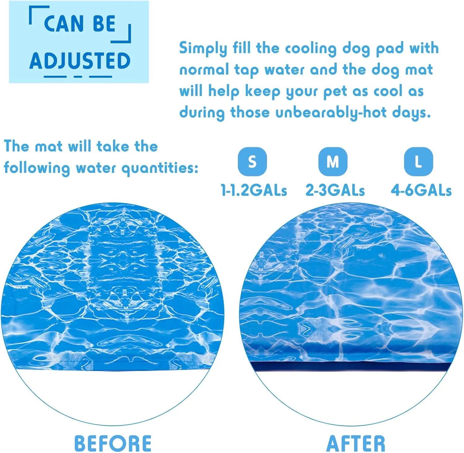 Dog Cooling Mat Pet Cooling Chill Pad Cool Blanket Water Injection Durable Cooling Dog Bed Mats for Extra Large Dogs Cats for Kennels Crates Beds Thick Foam Base
