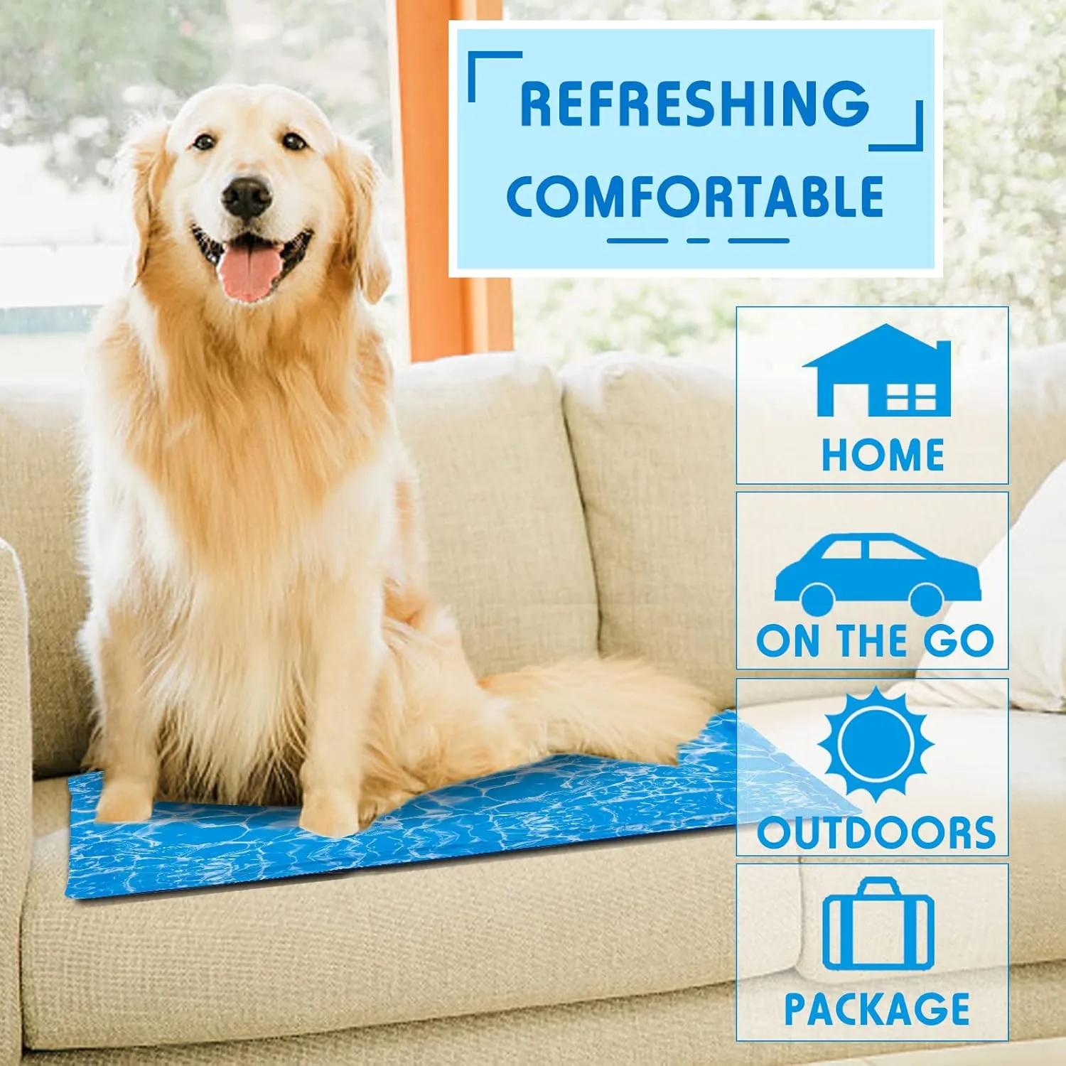 Dog Cooling Mat Pet Cooling Chill Pad Cool Blanket Water Injection Durable Cooling Dog Bed Mats for Extra Large Dogs Cats for Kennels Crates Beds Thick Foam Base