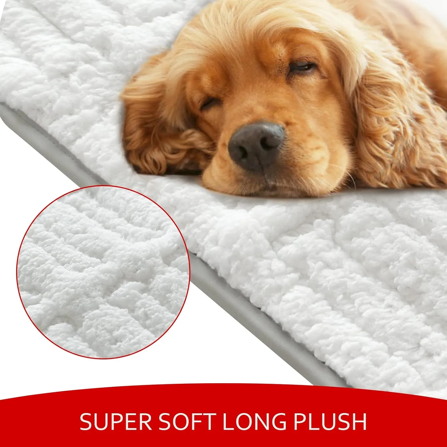 Dog Crate Mat(24" X 18"), Small Dog Bed for Crate, Soft Plush Dog Bed Pad Machine Washable Crate Pad, Dog Sleeping Mat with Anti Slip Bottom