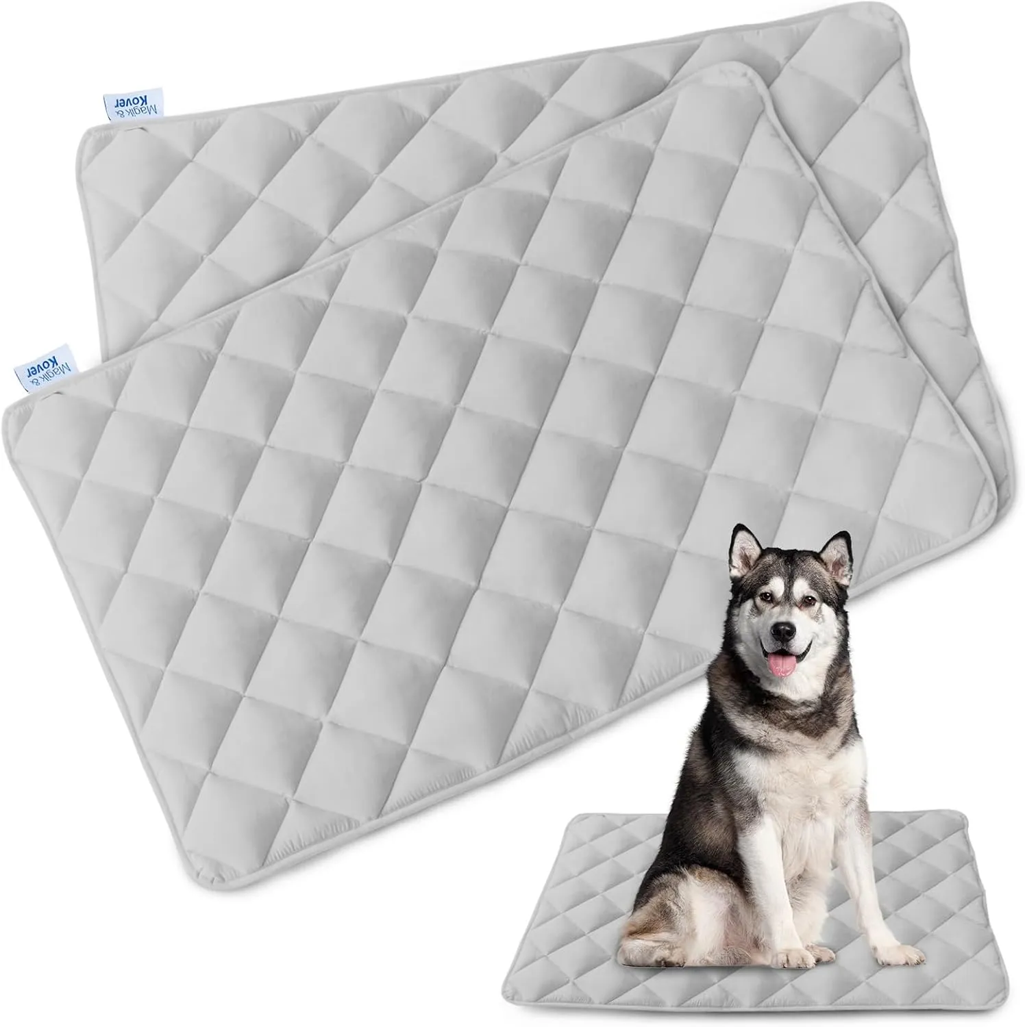 Dog Crate Pad 2 Pack (36" x 23"), Soft Dog Crate Mat with Anti-Slip Bottom, Machine Washable Kennel Pad, Crate Pads for Dog Cages, Dog Bed for Crate, Fits 36 Inch Dog Crate, Grey
