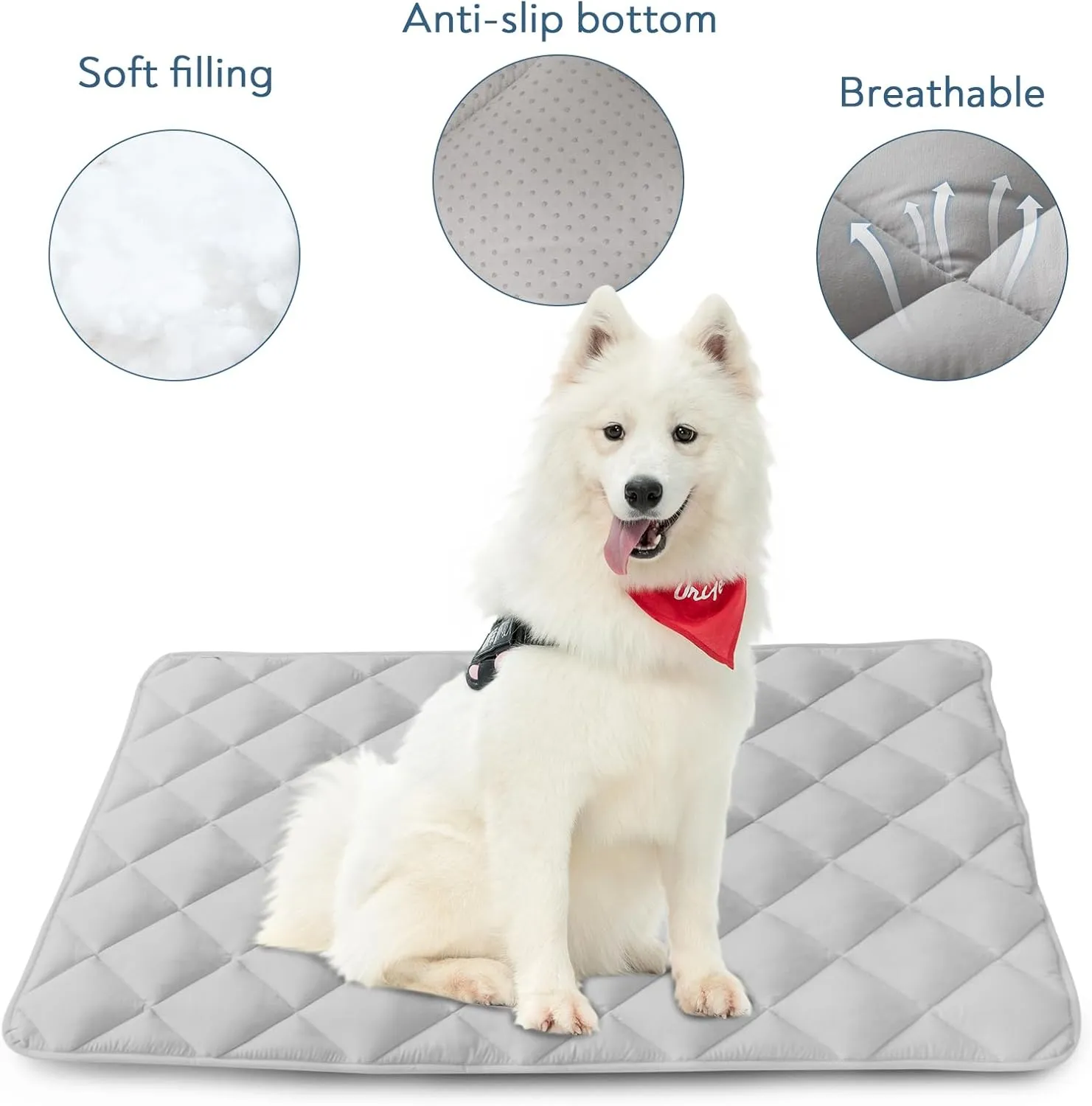 Dog Crate Pad 2 Pack (36" x 23"), Soft Dog Crate Mat with Anti-Slip Bottom, Machine Washable Kennel Pad, Crate Pads for Dog Cages, Dog Bed for Crate, Fits 36 Inch Dog Crate, Grey