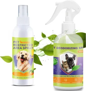 Dog Deterrent Spray and Urine Odor Eliminator Spray, Effective repellent spray for furniture and Cat Litter Box Deodorizer, training spray for poop, Pet Room Deodorizing Spray for Smell on Carpet