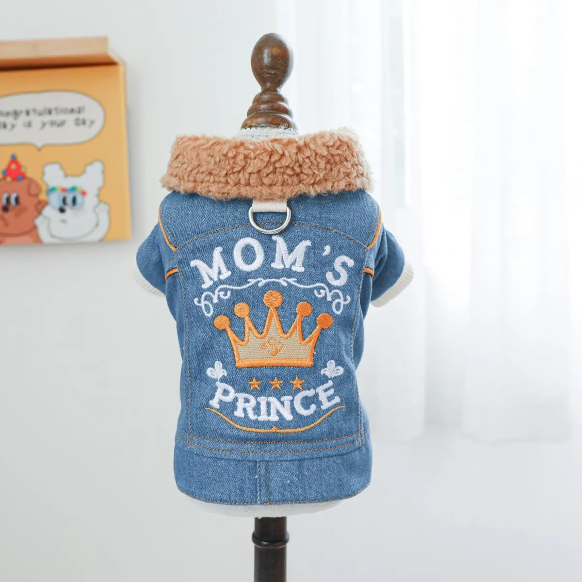 Dog Fleece Lined Jean Jacket Winter Puppy Stylish Cute Clothes Lightweight Warm Small Dog Denim Coat Chihuahua Yorkie Thick Jacket Christmas Holiday Birthday Dog Clothes for Small Dogs