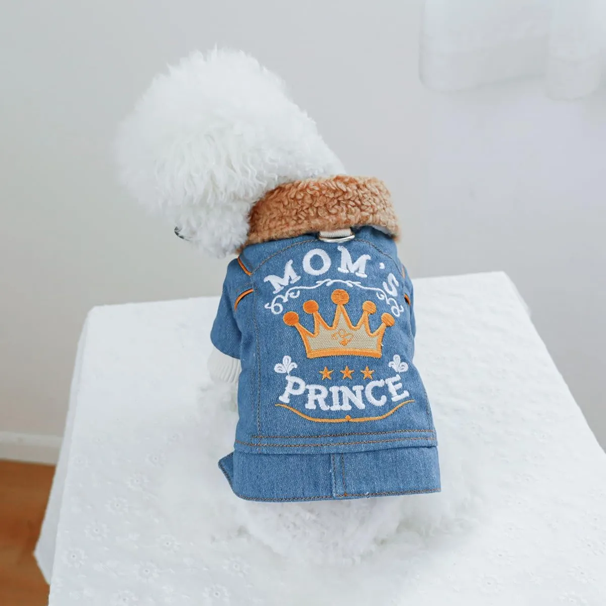 Dog Fleece Lined Jean Jacket Winter Puppy Stylish Cute Clothes Lightweight Warm Small Dog Denim Coat Chihuahua Yorkie Thick Jacket Christmas Holiday Birthday Dog Clothes for Small Dogs