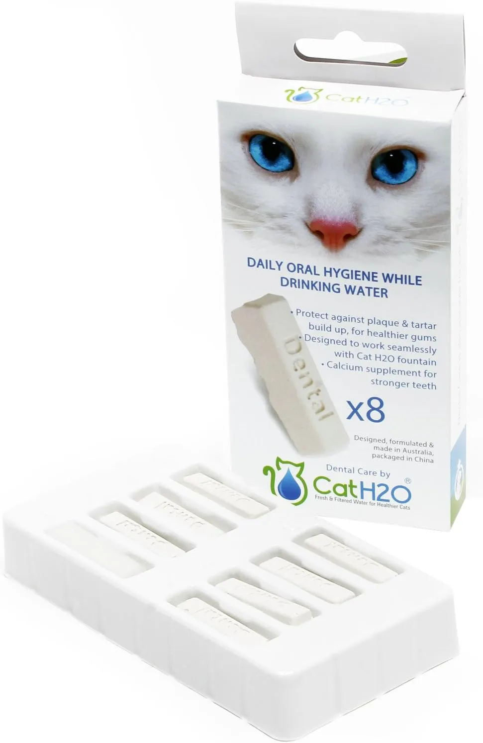 Dog H20 & Cat H2O 8-Piece Dental Care, suitable for both Dog H2O & Cat H2O water fountain, Off White Tablets (DH08DC)