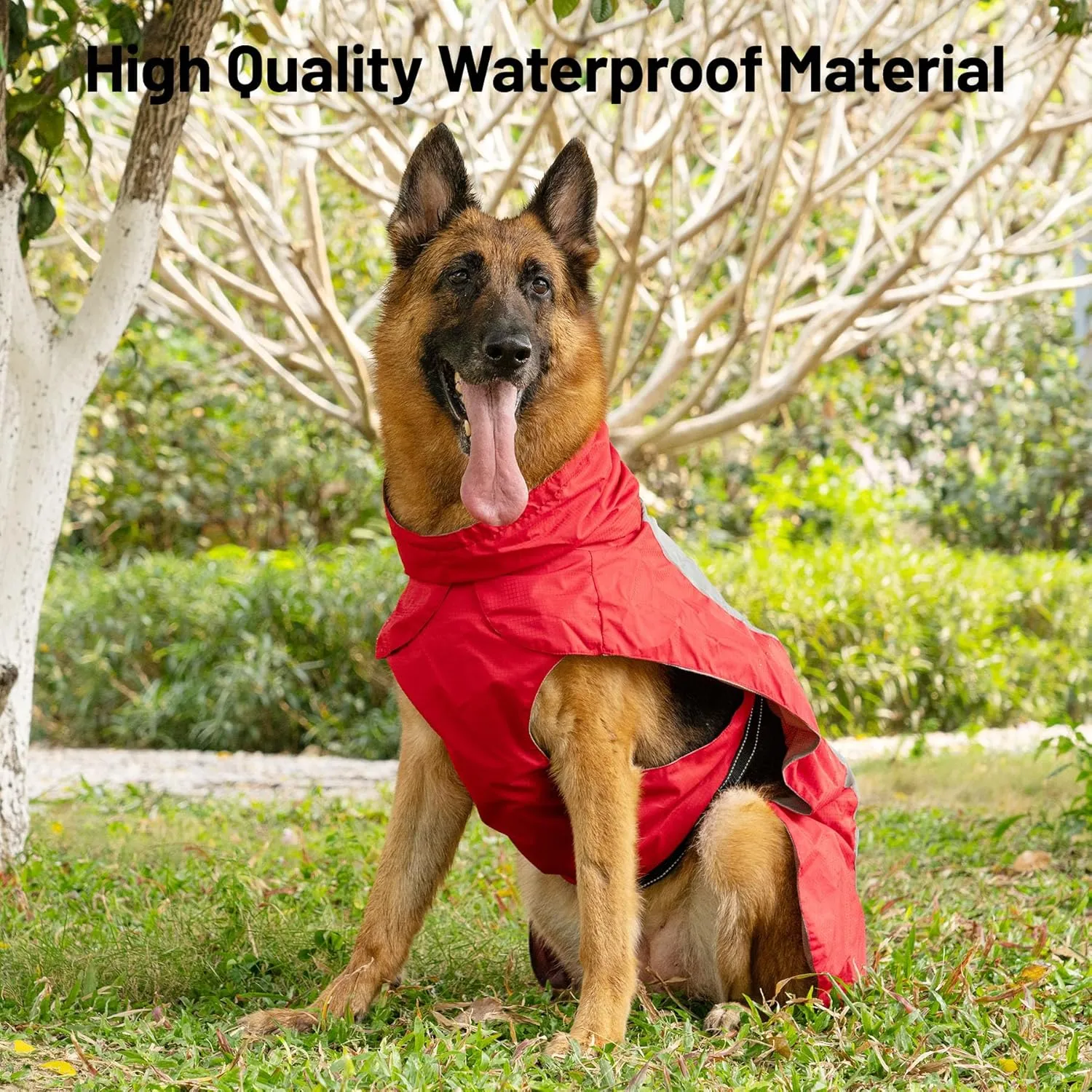 Dog Raincoat with Harness Built in,Outdoor Waterproof Puppy Rain Jacket for Small Dogs,Adjustable Waist by Strap Doggie Rain Coats,Red XS
