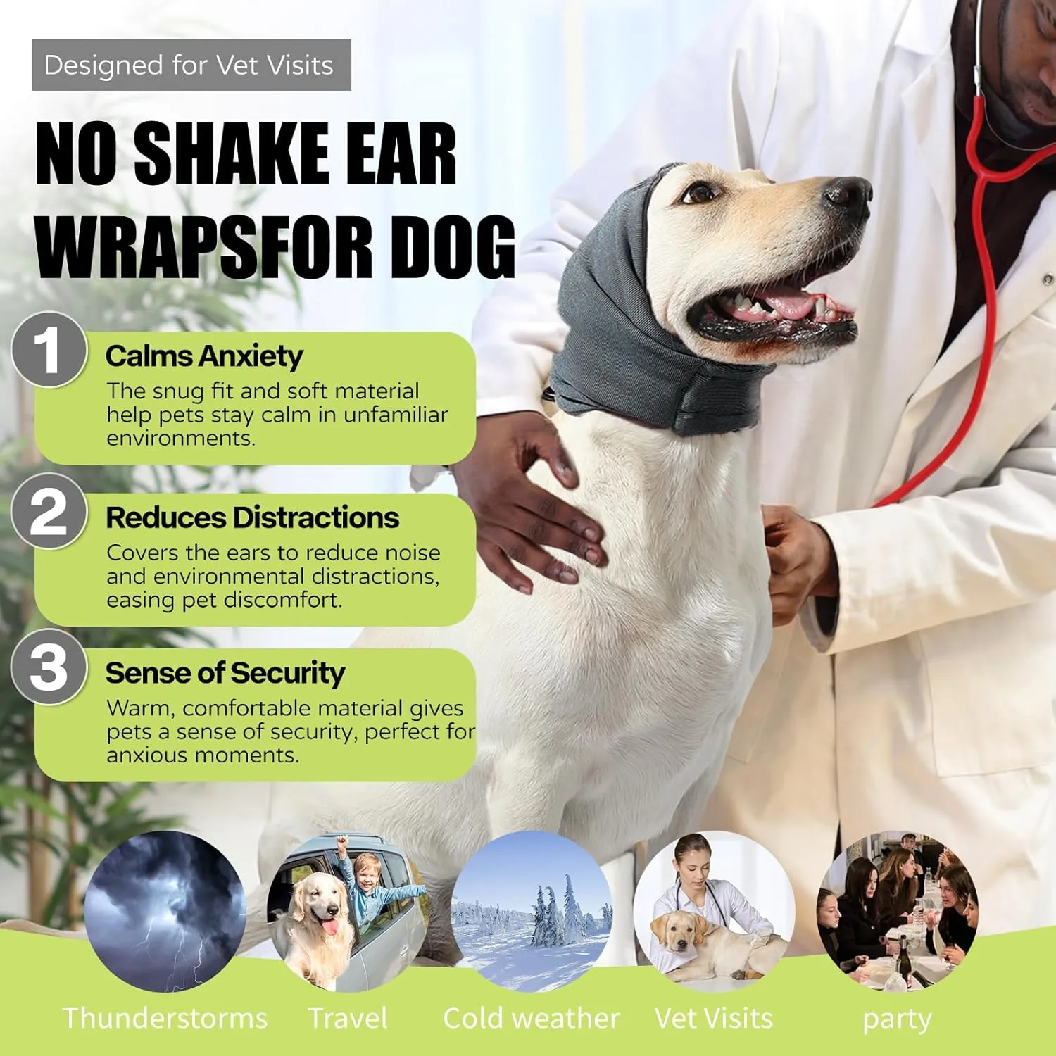 Dog Reducing Noise Hoodies - Ear Covers for Bath, Thunderstorms & Anxiety Relief - Warm, Windproof Ear Cover Hat