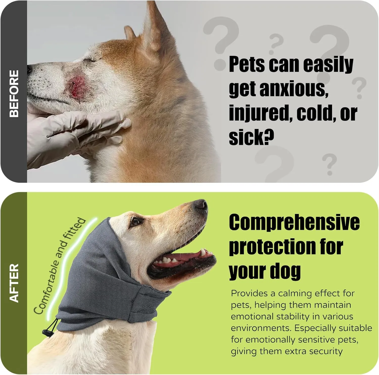 Dog Reducing Noise Hoodies - Ear Covers for Bath, Thunderstorms & Anxiety Relief - Warm, Windproof Ear Cover Hat