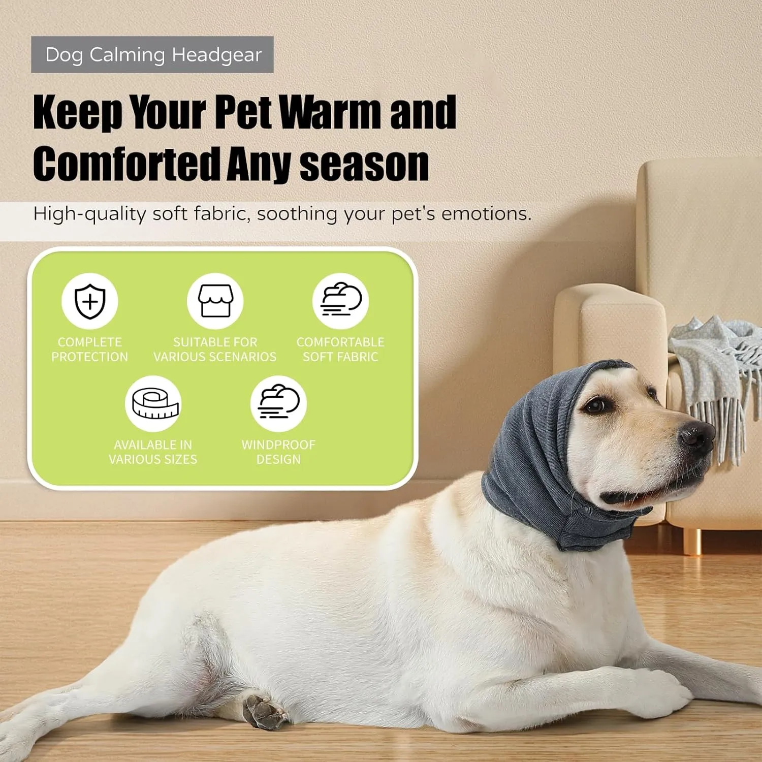 Dog Reducing Noise Hoodies - Ear Covers for Bath, Thunderstorms & Anxiety Relief - Warm, Windproof Ear Cover Hat