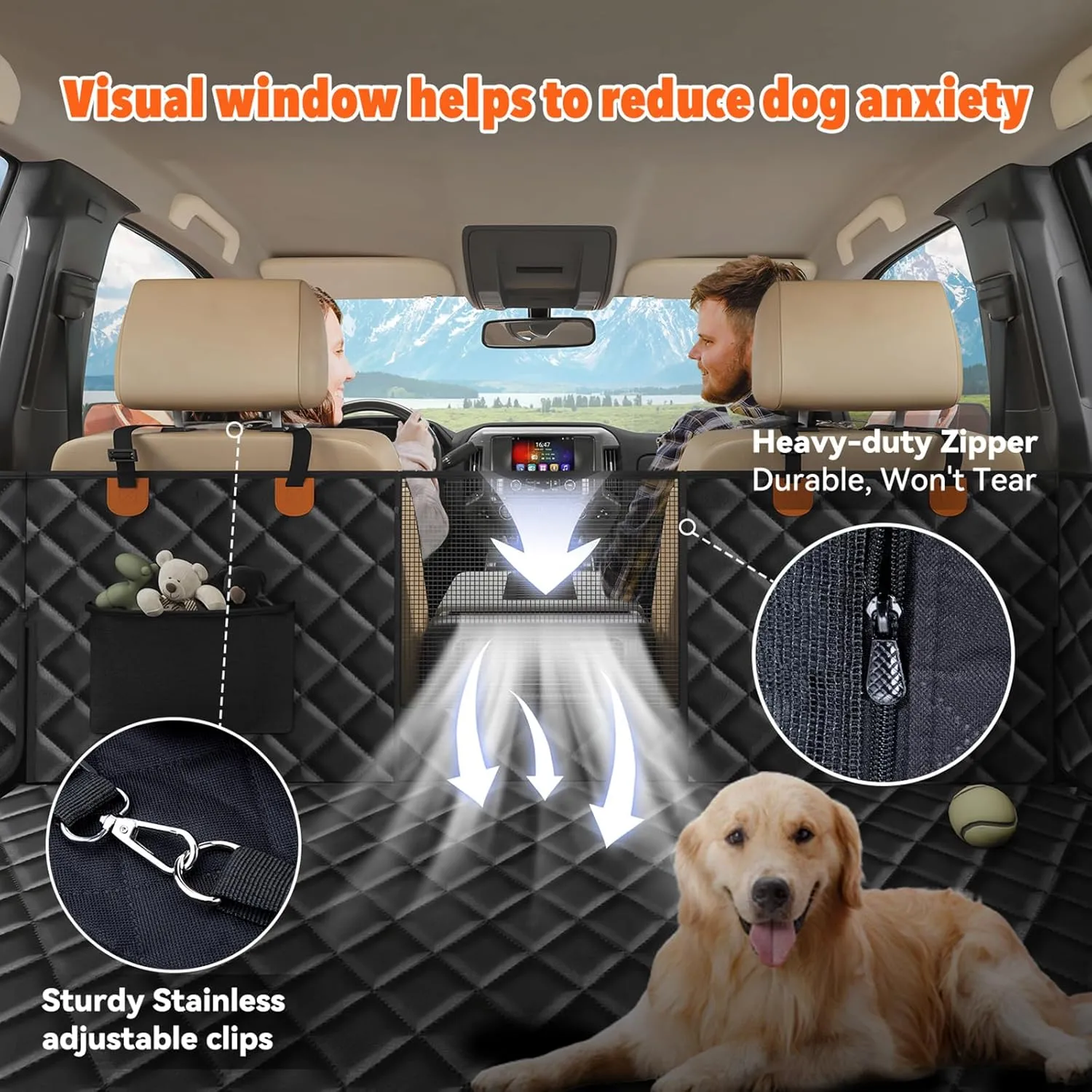 Dog Seat Cover for Trucks, Back Seat Extender for Dogs for F150, RAM1500,Silverado,GMC Sierra - Hard Bottom Dog Hammock Waterproof Truck Seat Protector for Dogs Back SeaT