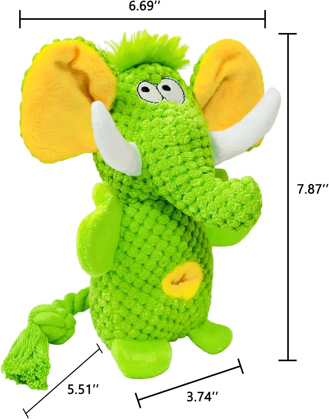 Dog Toys Puppy Toys Cute Pet Toys Squeaky Elephant Dog Toy with Crinkle Paper Plush Dog Stuffed Animals Chew Toy with Cotton Rope Dog Toys to Keep Them Busy for Small Medium Large Dogs (Green)