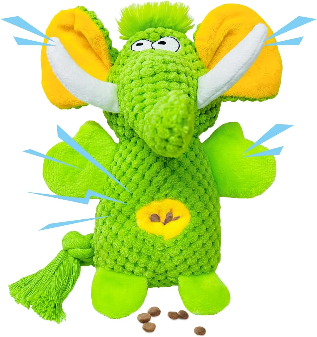 Dog Toys Puppy Toys Cute Pet Toys Squeaky Elephant Dog Toy with Crinkle Paper Plush Dog Stuffed Animals Chew Toy with Cotton Rope Dog Toys to Keep Them Busy for Small Medium Large Dogs (Green)
