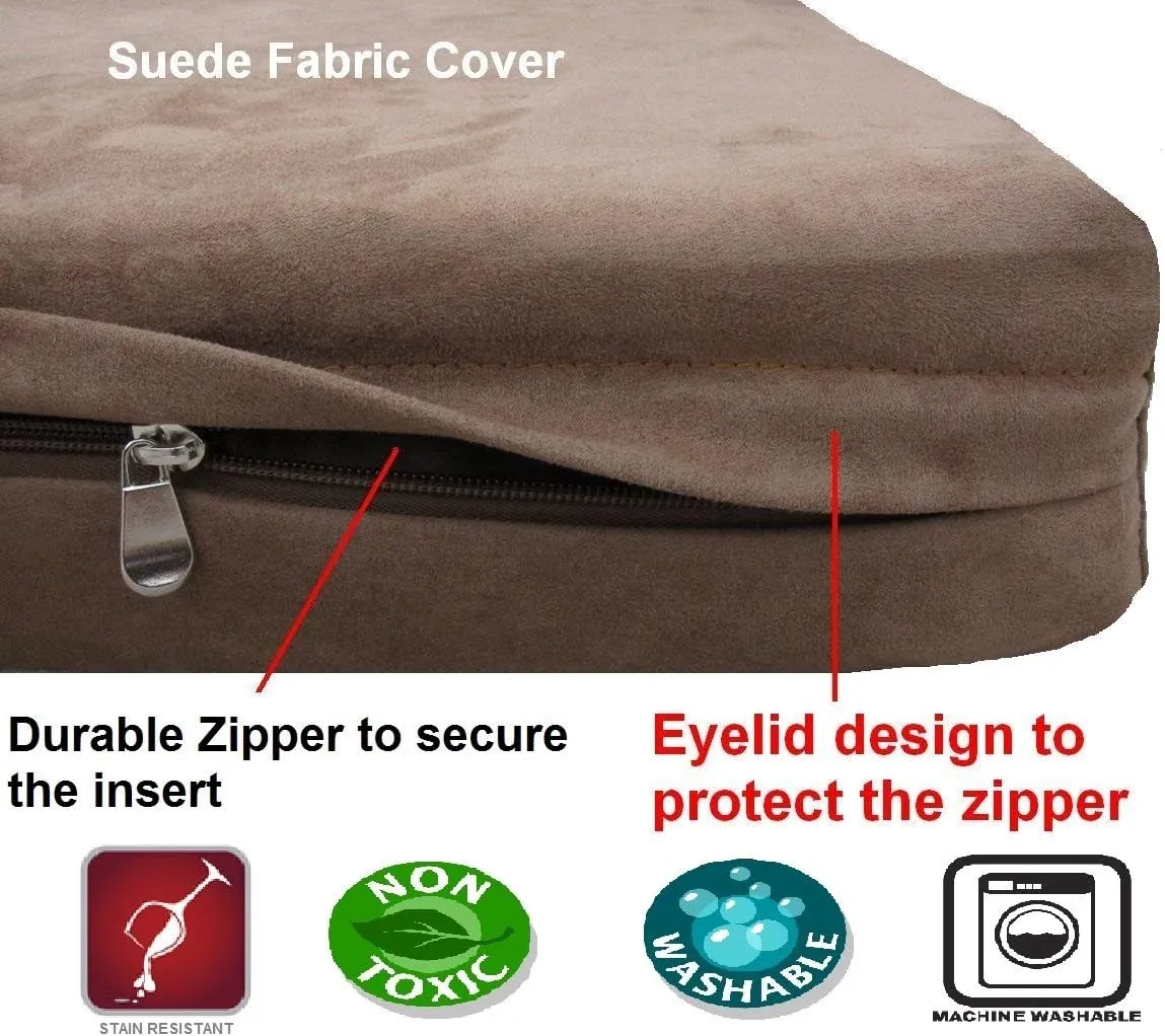 Dogbed4less DIY Pet Bed Pillow Brown Microsuede Duvet Cover and Waterproof Internal case for Dog at 47X29X4 Inch - Covers only