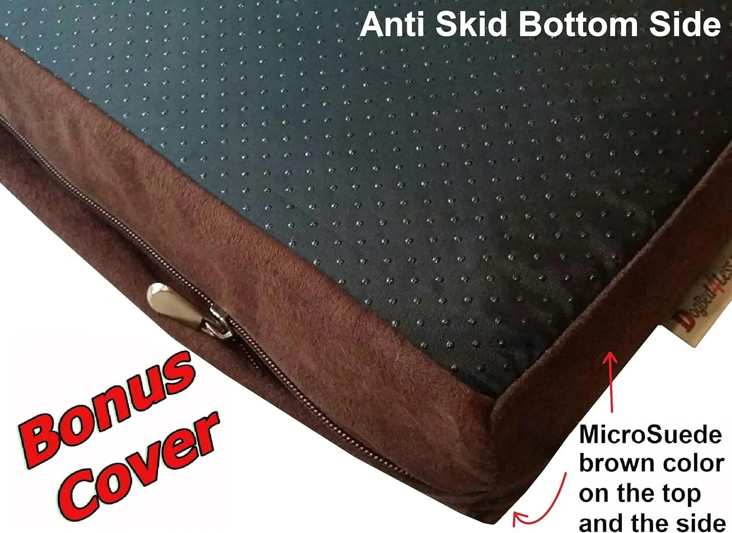 Dogbed4less XL Orthopedic Memory Foam Dog Bed with Washable Suede Cover, Waterproof Case and Extra Pet Bed Cover, Fit 48"X30" Crate, Khaki