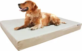 Dogbed4less XL Orthopedic Memory Foam Dog Bed with Washable Suede Cover, Waterproof Case and Extra Pet Bed Cover, Fit 48"X30" Crate, Khaki