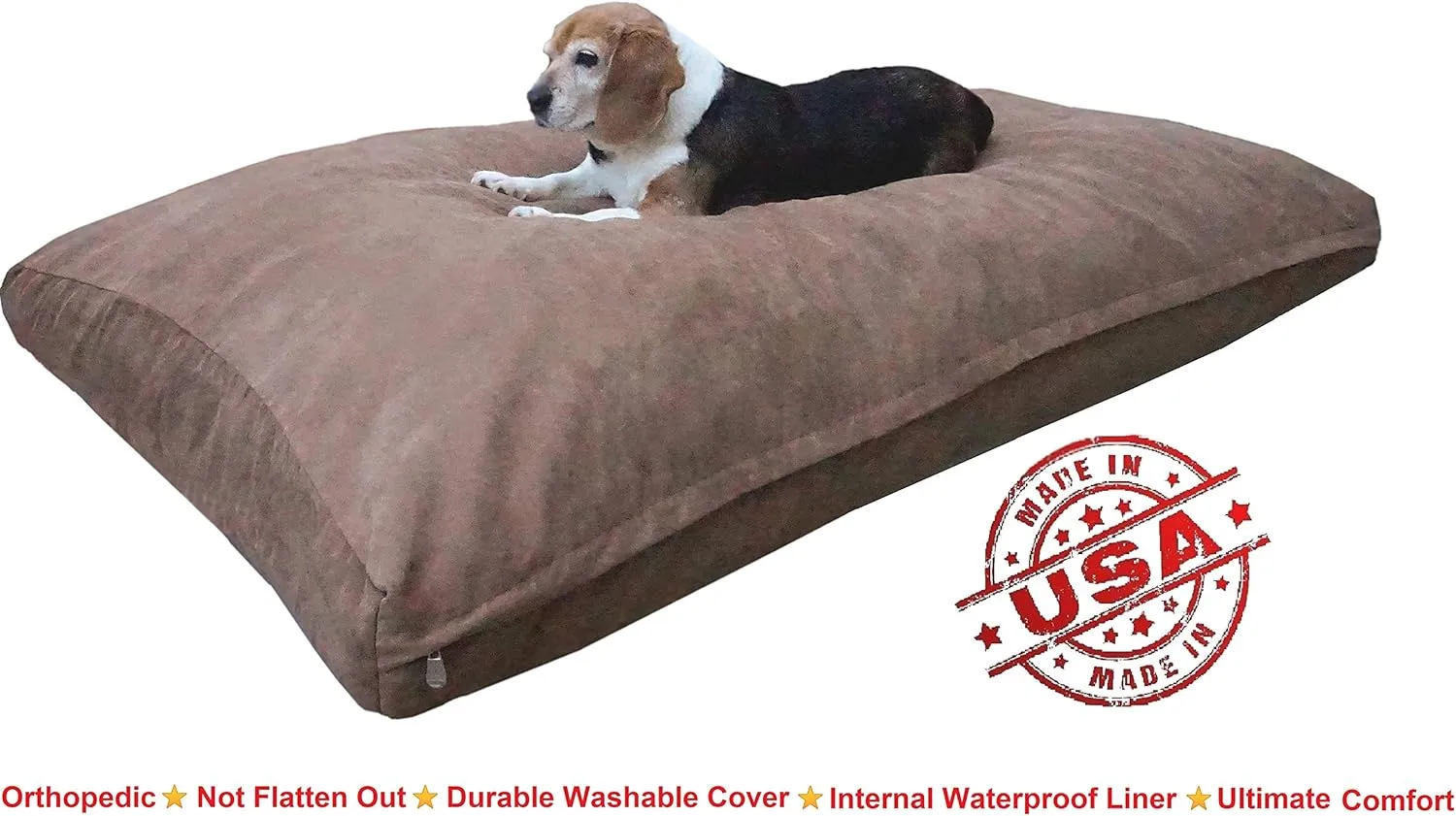 Dogbed4less XXL Orthopedic Extreme Comfort Memory Foam Dog Beds for Large Dog, Waterproof Internal Cover and Machine Washable External Cover, 55X37 Pet Pillow, Brown