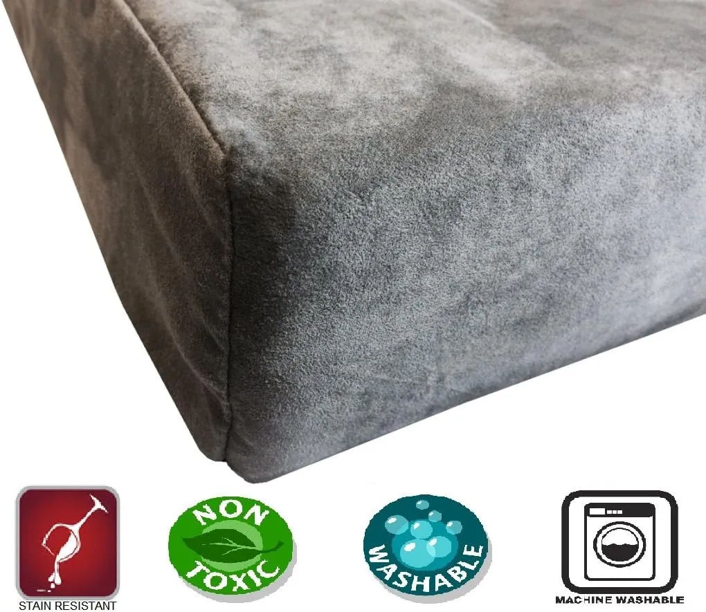 Dogbed4less XXL Orthopedic Gel Infused Cooling Memory Foam Dog Bed for Large Pet, Waterproof Liner, Micro Suede Gray Cover, 55X37X4 Inch