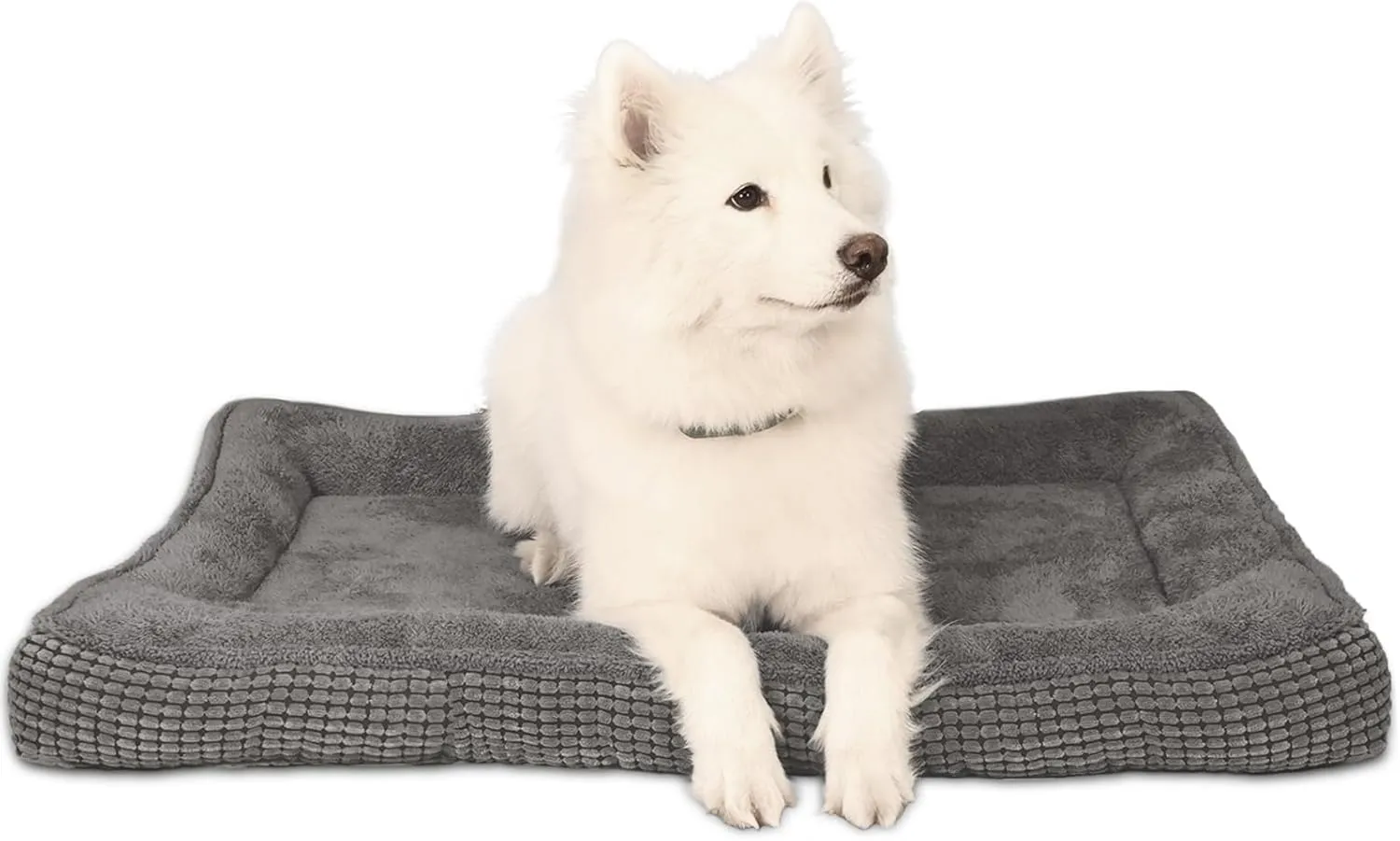 Dogs Crate Bed for Large Dog, Washable Dog Bed for Crate with Bolster, Pet Crate Beds for Large Sized Dogs with Removable Cover and Non Skid Bottom, 40 x 28, Gray