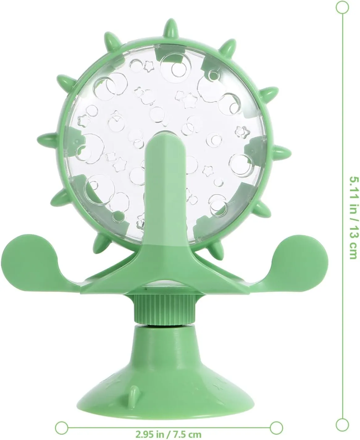 DOITOOL Windmill Cat Toy Cat Treat Dispenser Toy Interactive Cat Toy Slow Feeder Dog Food Dispenser Pet Treat Feeder 360 Degree Rotating Windmill Toys with Suction Cup, Green