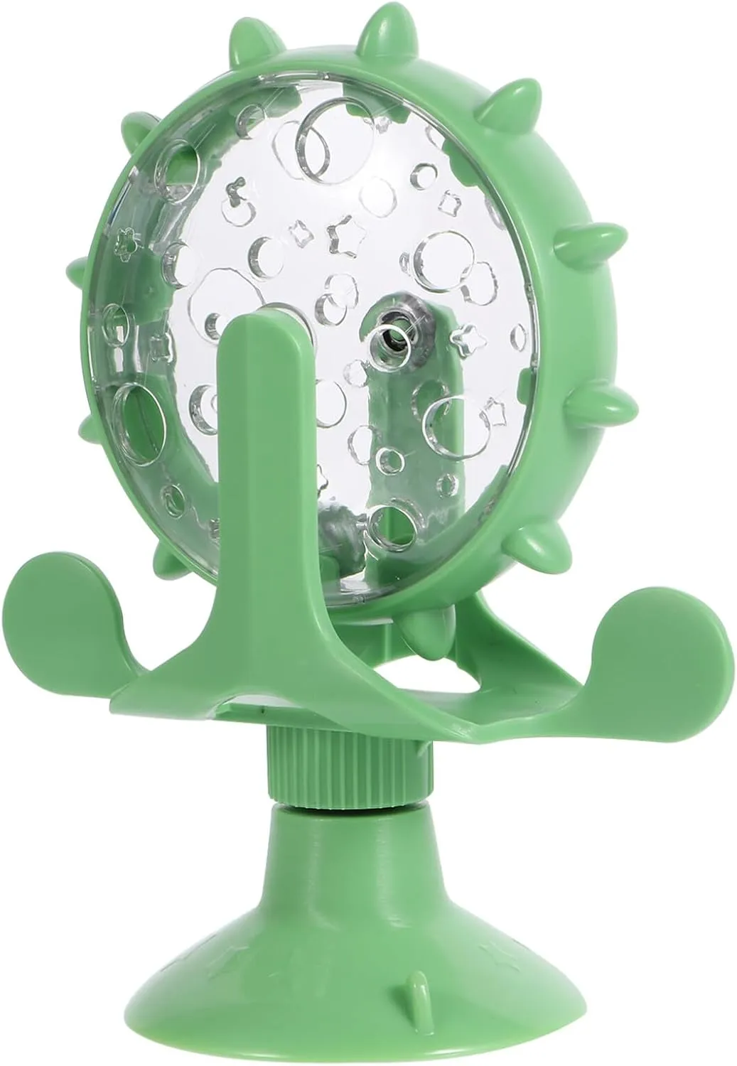 DOITOOL Windmill Cat Toy Cat Treat Dispenser Toy Interactive Cat Toy Slow Feeder Dog Food Dispenser Pet Treat Feeder 360 Degree Rotating Windmill Toys with Suction Cup, Green