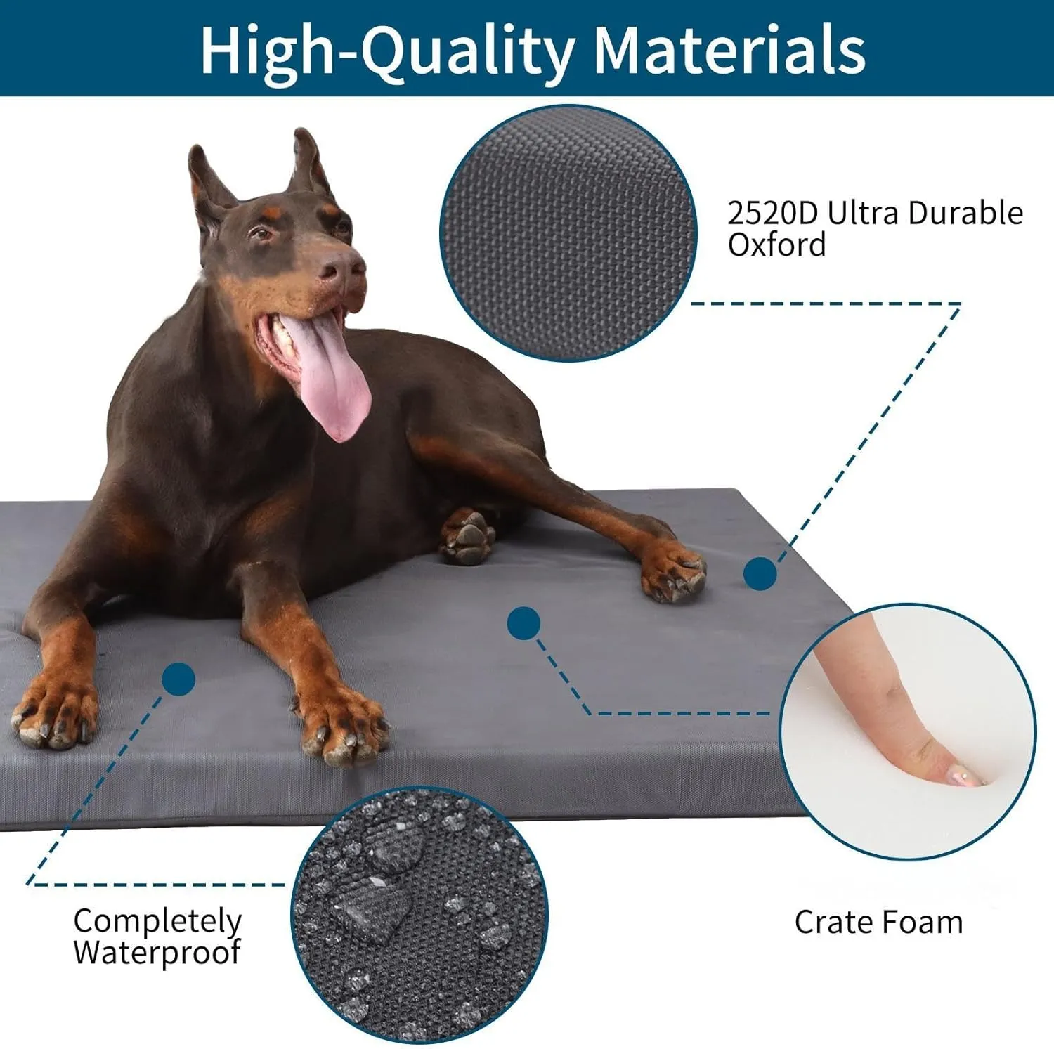 Durable Outdoor Dog Bed Chew Proof Waterproof Anti Mild Bite Crate Mat Indoor Stable Kennel Pad Mat with Removable Washable Cover Crate Pad with Crate Foam up to 35 Ibs (Medium(30x19x1.5))