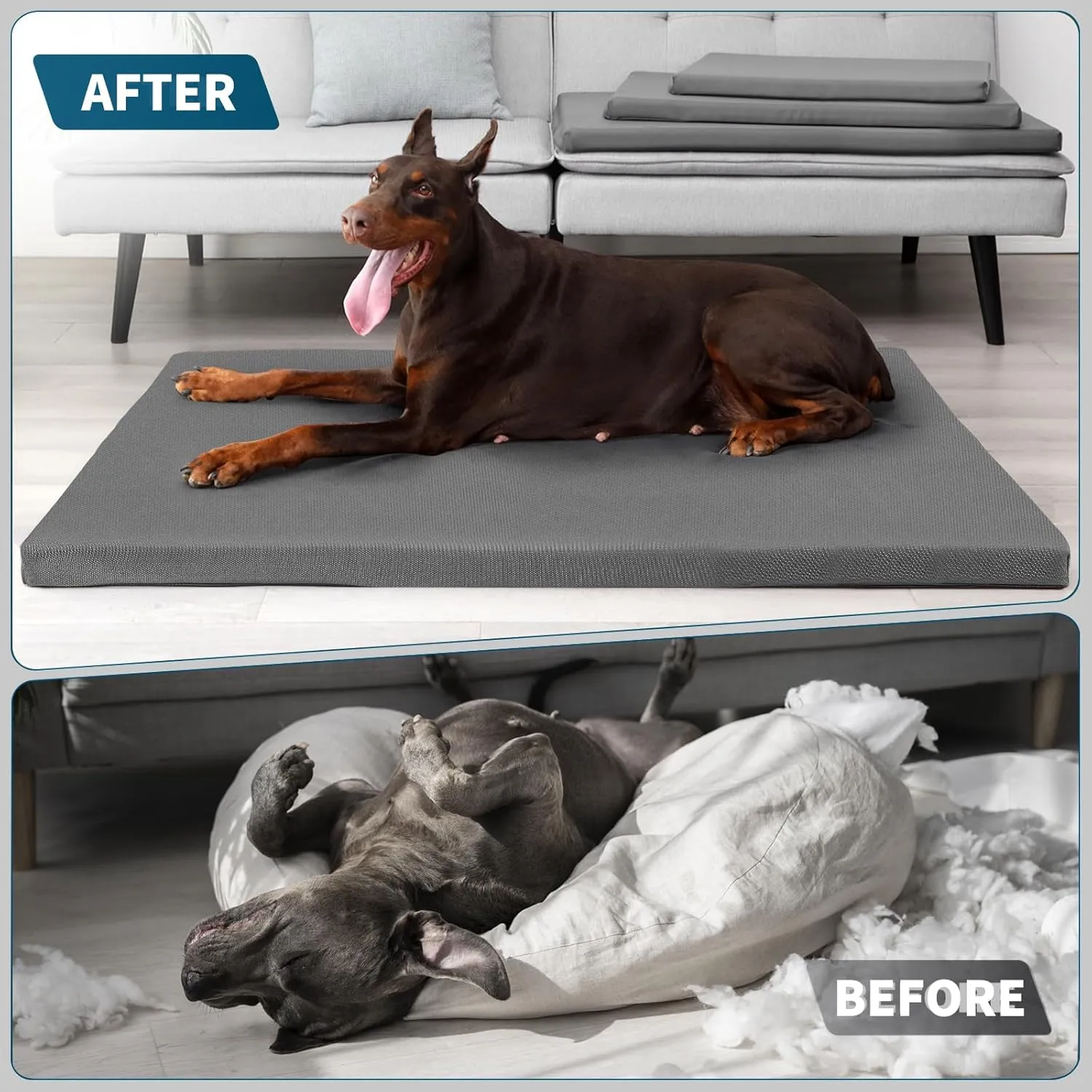Durable Outdoor Dog Bed Chew Proof Waterproof Anti Mild Bite Crate Mat Indoor Stable Kennel Pad Mat with Removable Washable Cover Crate Pad with Crate Foam up to 35 Ibs (Medium(30x19x1.5))